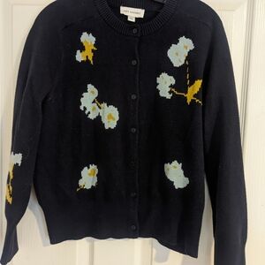 Folk Art Floral Navy Cardigan